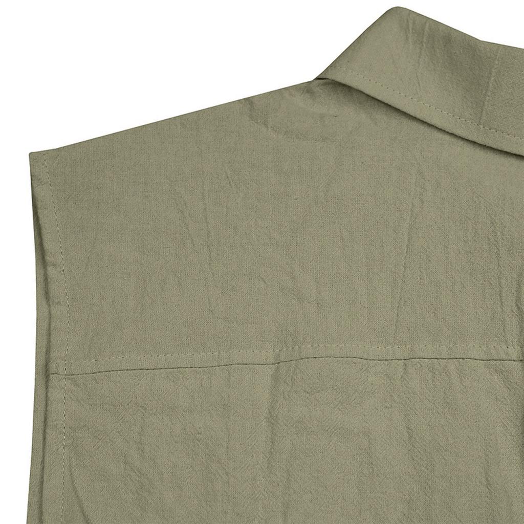 Men'S Fashion Collar Color Shirt Casual Sleeveless Top