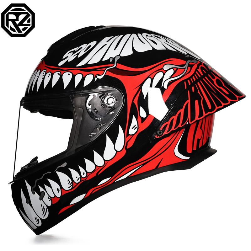 ORZ-S802 Motorcycle Helmet, DOT Men's and Women's Full Face Helmet, Personalized, Cool, All Season, Big Tail Wing Helmet