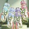 1PC White Rabbit Green Leaf Floral 750ml Color Plastic Sports Water Bottle Leakproof Flip Straw Lid Suitable for Sports Office Home Use