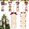 Xmas Hanging Decoration for Home Christmas Wooden Photo Frame Ornament, DIY Picture Holder with Craft Ornament Party Ribbon Bow, Holiday Tree