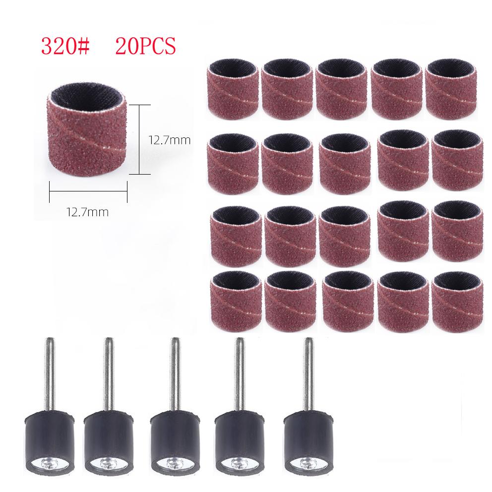 25Pcs Sanding Drum Kit Sanding Drum Ring With Rod Abrasive Rotary Grinding Head 40-320 1/2inch Sandpaper Tools For Woodworking