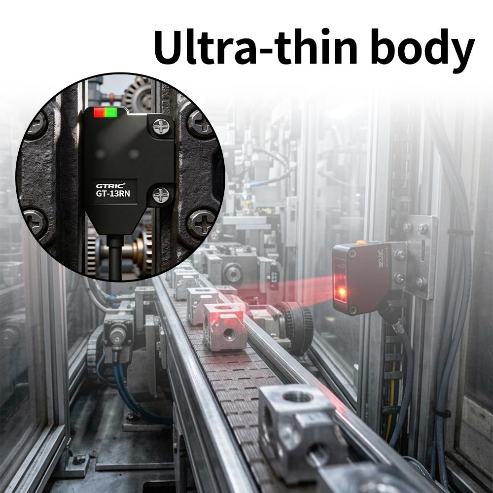 GTRIC Miniature Optical Sensor Ultra-thin Plastic Laser Diffuse Reflection 24V DC NPN PNP Infrared Photoelectric Sensor Switch