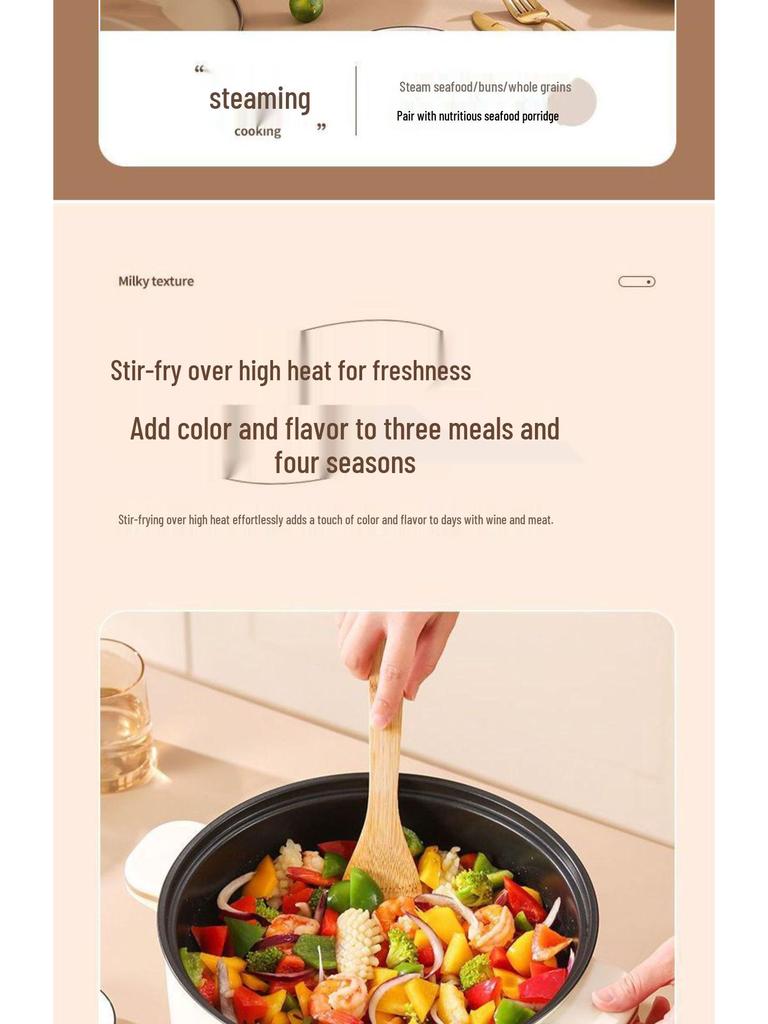 German Multifunctional Electric Cooking Pot: Fry, Steam, Boil, and Cook Rice with Non-Stick Surface