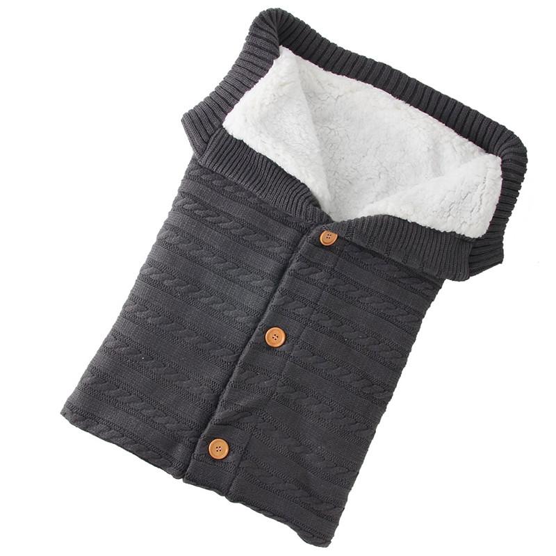Baby Knitted Plush Sleep Sack With Buttons For Outdoor Use And Warmth