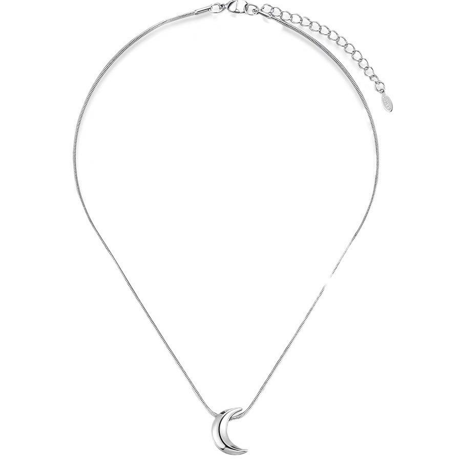 Crescent Moon Titanium Steel Necklace - Women's Luxury Clavicle Chain, Cool Style, High-End Niche Design