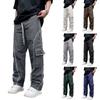 Men's Cargo Pants - Striped Trendy Streetwear Wide-Leg Trousers With Design