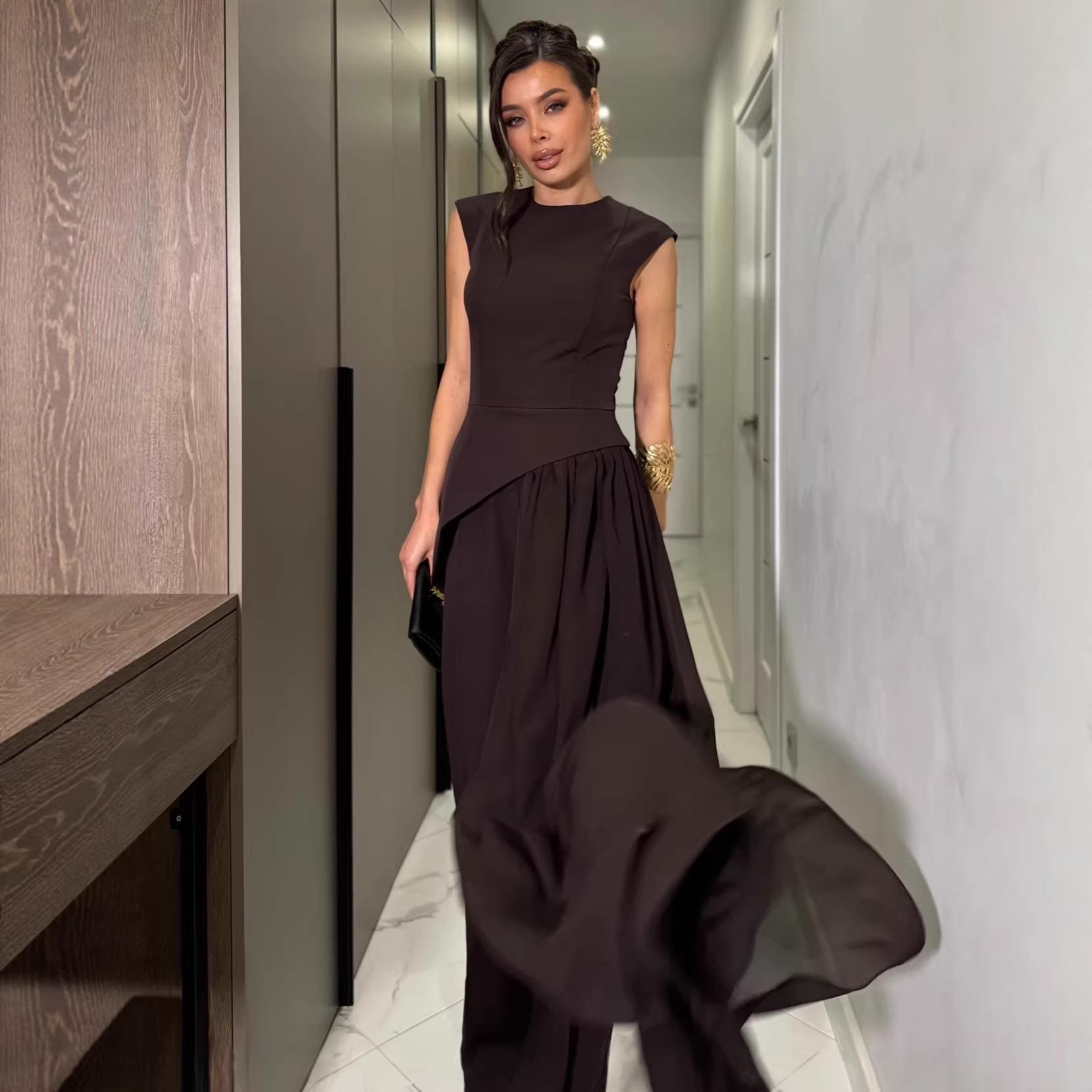 

2026 Sleeveless Solid Color Top & Long Pants Set for Women - European & American Style XL чорний
