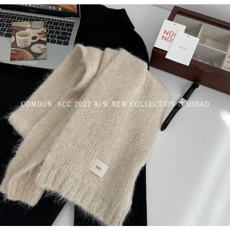 Sweet wind wool blended knitted scarf women's winter new solid color versatile scarf