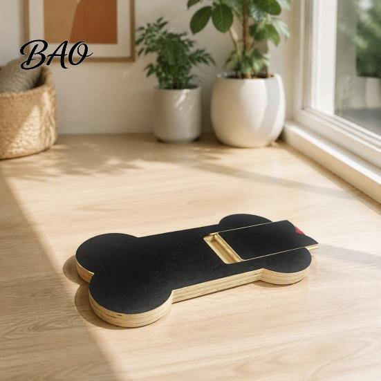 Interactive Dog Activity Toy Scratch Board with Treat Box, Wooden Nail File Board, Bone Pet Grinder Alternative Shaped Pad, for Large Medium