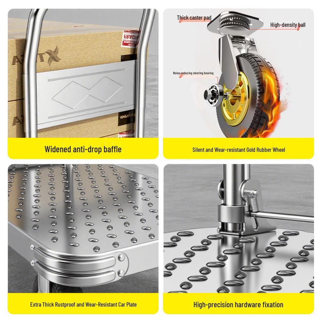 Steel Plate Folding Hand Truck for Home, Office, Warehouse, and Construction Site Transport