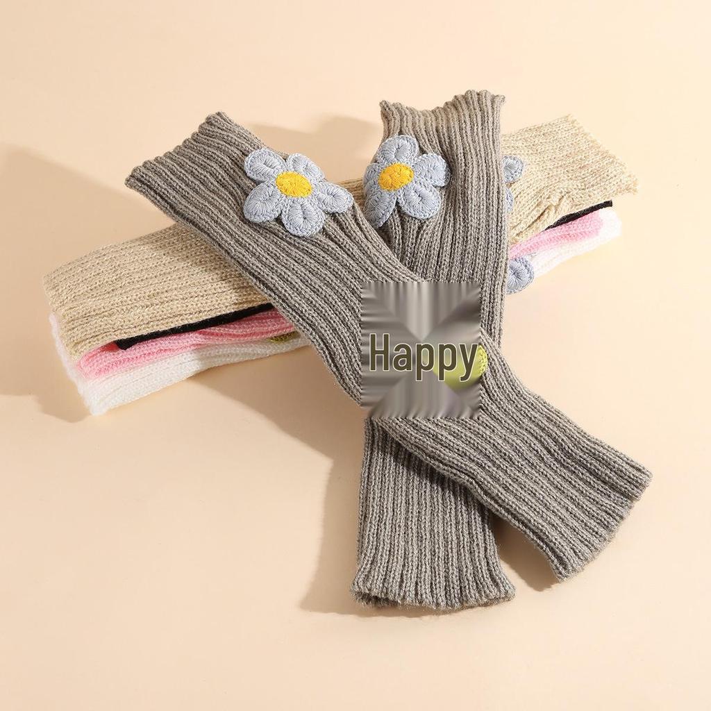 Damen Strickwolle Fingerlose Handschuhe - College Style Y2K Armstulpen für Herbst und Winter