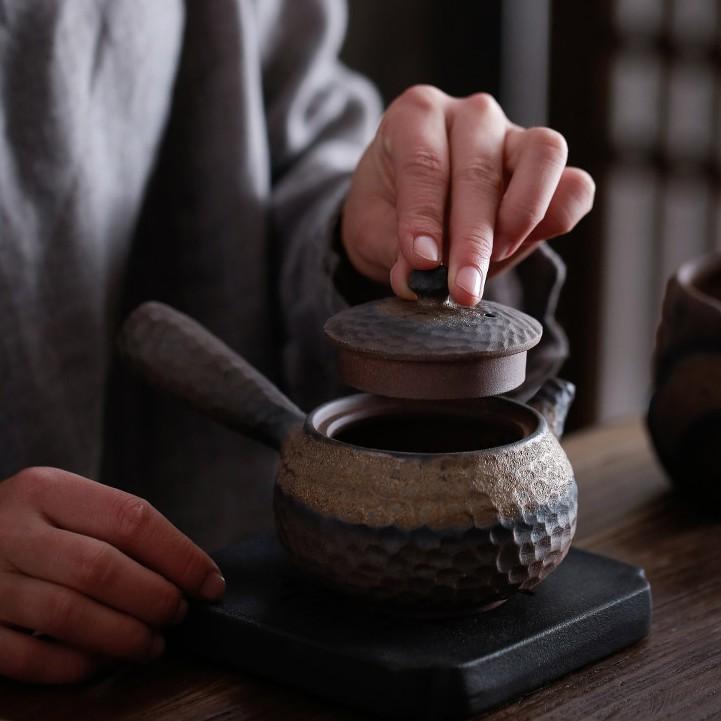 200ml Coarse Pottery Teapot Warm Tea Vintage Ceramic Boiling Teapot Kung Fu Tea Set
