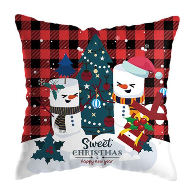 Kissenbezug Weihnachtsmann Kissenbezug Dekoration Niedlicher Cartoon Schneemann Kissenbezug Zuhause Sofa Lendenwirbelstütze Stickerei