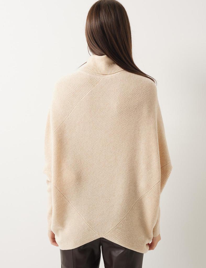 Yuanbao Batwing Sleeve Wool Sweater - High Neck, Solid Color, Irregular Design, Lazy Style Knitwear for Women