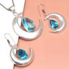London Blue Topaz Gemstone Mother's Day Jewelry Pendant Earring Set