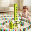 Kids Domino Train Toy Automatic Domino Thrower Sound Light Effect Toddler Building Blocks Projection Educational Gift