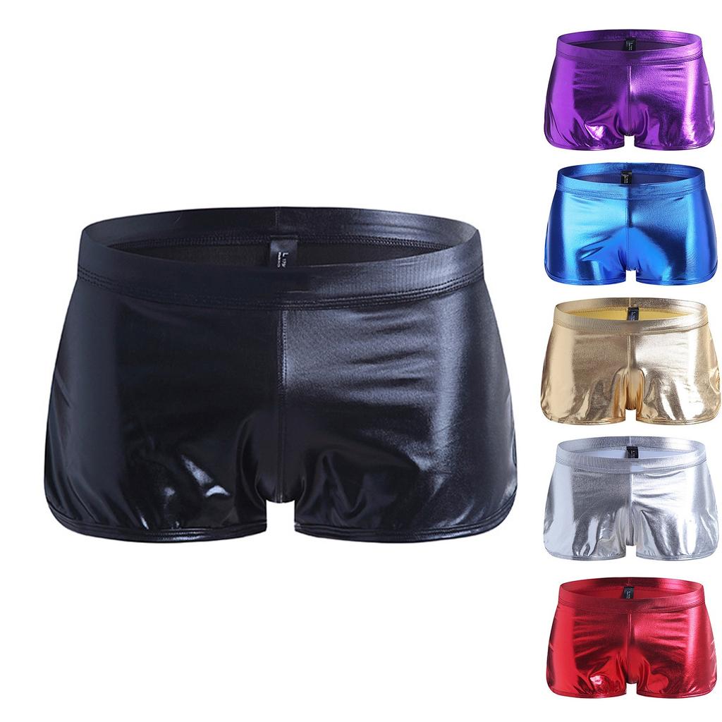Men's Underwear, Low-waisted Faux Leatherunderwear, Sexy Concave-convex Pockets, Boxer Shorts, And Four-corner Shorts