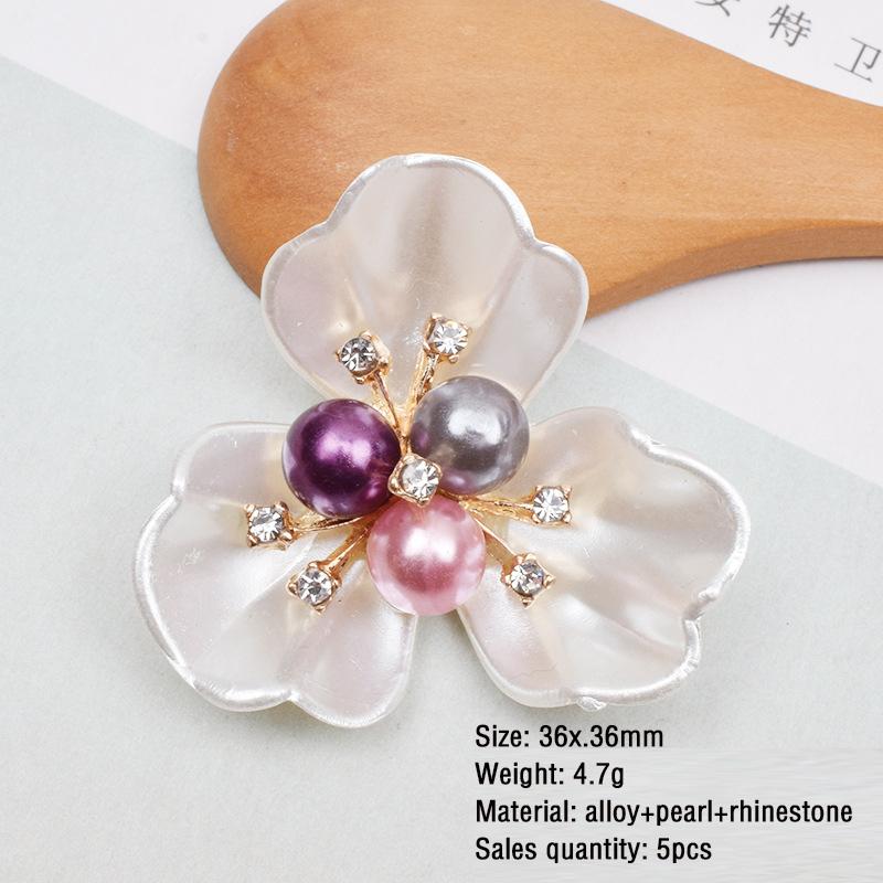 Rhinestone Brooch Buttons Embellishments Button Flat Back Pearl Flower Button For DIY Craft Jewelry Wedding Hair Accessory Decor
