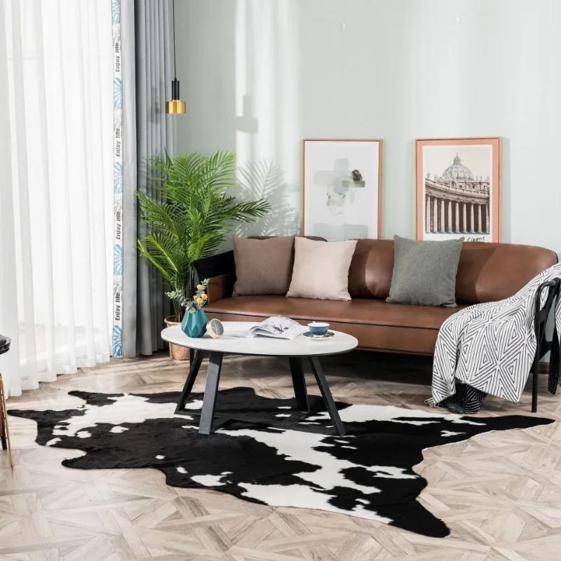 Plush Carpet Living Room Bedroom Area Rugs Cow Children Room's Floor Carpet Artificial Fur Skins Bedside Soft Mat for Bathroom