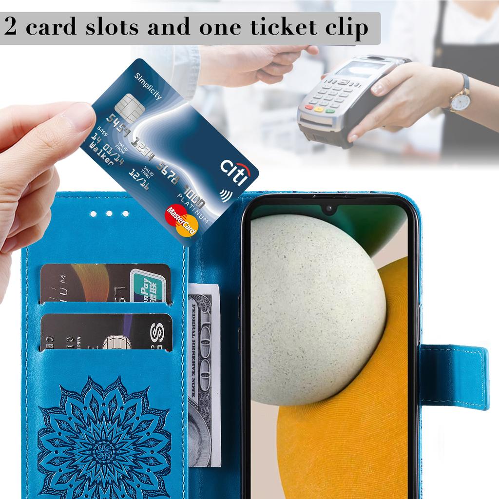 For Samsung Galaxy A15 5G Phone Case Sunflower Imprinted Leather Wallet Stand Cover with Strap