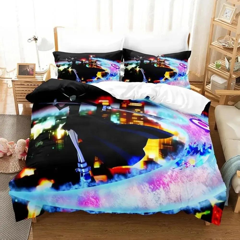 Ny 3D Tecknad Soul Eater Sängklädesset Enkelt Twin Full Queen King Size Sängset Vuxen Barn Sovrum Påslakanset Hemtextilier