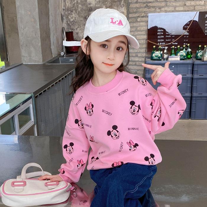 Girls Cartoon Print Hoodie for Spring Autumn Stylish and Versatile Top 90