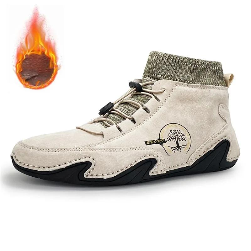 Men Breathable Comfortable Waterproof Leather Casual Shoes For Men Lightweight Durable Antiskid Flat Shoes For All Seasons Boots