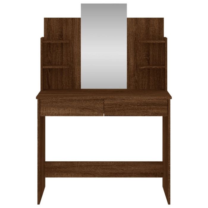 VidaXL Dressing Table with Mirror, Makeup Table with 2 Drawers, Cosmetic Table with 4 Shelves, Storage Furniture 837581