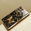 Gold-plated tempered glass phone case  compatible Galaxy S26 S25 S24 S23 S22 Ultra Plus. Elegant black gold design.