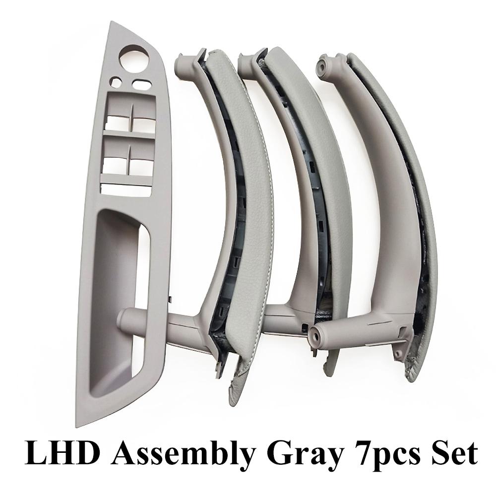 LHD RHD Car Interior Armrest Door Handle Inner Panel Pull Trim Leather Outer Cover Set For BMW X5 X6 E70 E71 E72 2007-2013