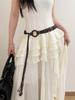 Retro Folk Woven Waist Rope Women Wooden Ring Design Feeling Bohemian Skirt Dress Belt Accessories