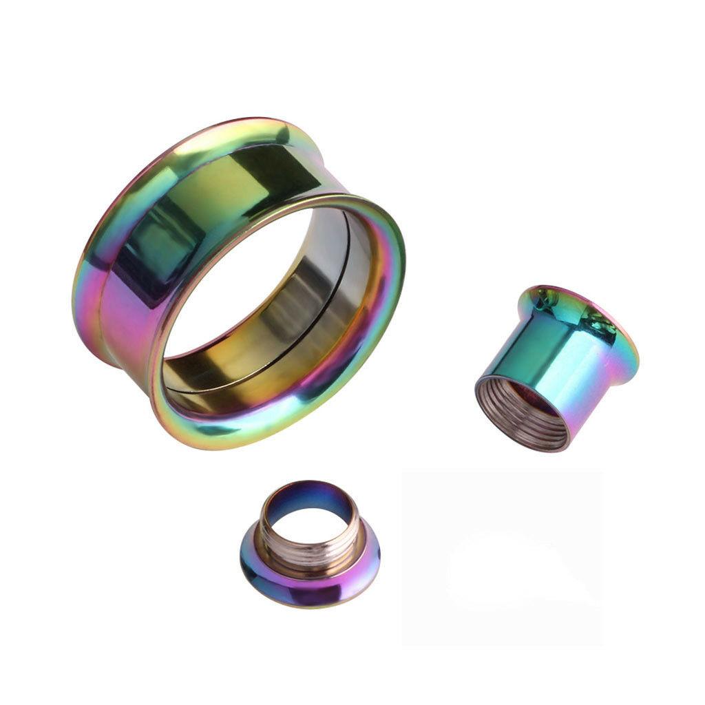 2X 316L Steel Body Piercing Jewelry Double Flares Screw Ear Expander Flesh Tunnel Plugs Ear Gauges