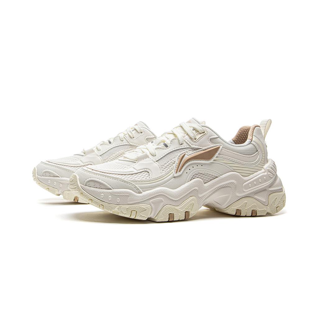 Li-Ning Classic Fashion Versatile Retro Comfortable Non-Slip Wear-Resistant Breathable Low-Top Casual Shoes Women Sneaker White AGCV128-1