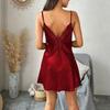 Fashion Elegant Women Pajamas Suspenders Sexy Lace Satin Dress Sexy V Neck Loose Casual Simple Solid Color Nightgown A-line Short Dresses Clothing