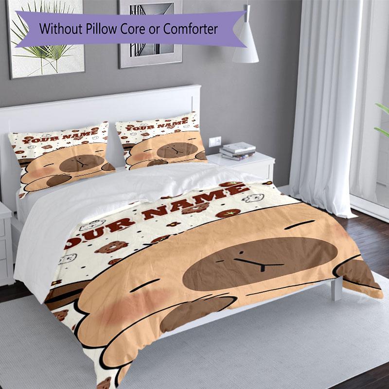 3PC Custom Name Bear Friends Forever Bedding Set Duvet Cover Closure Includes 1 Duvet Cover & 2 Pillowcases for Bedroom