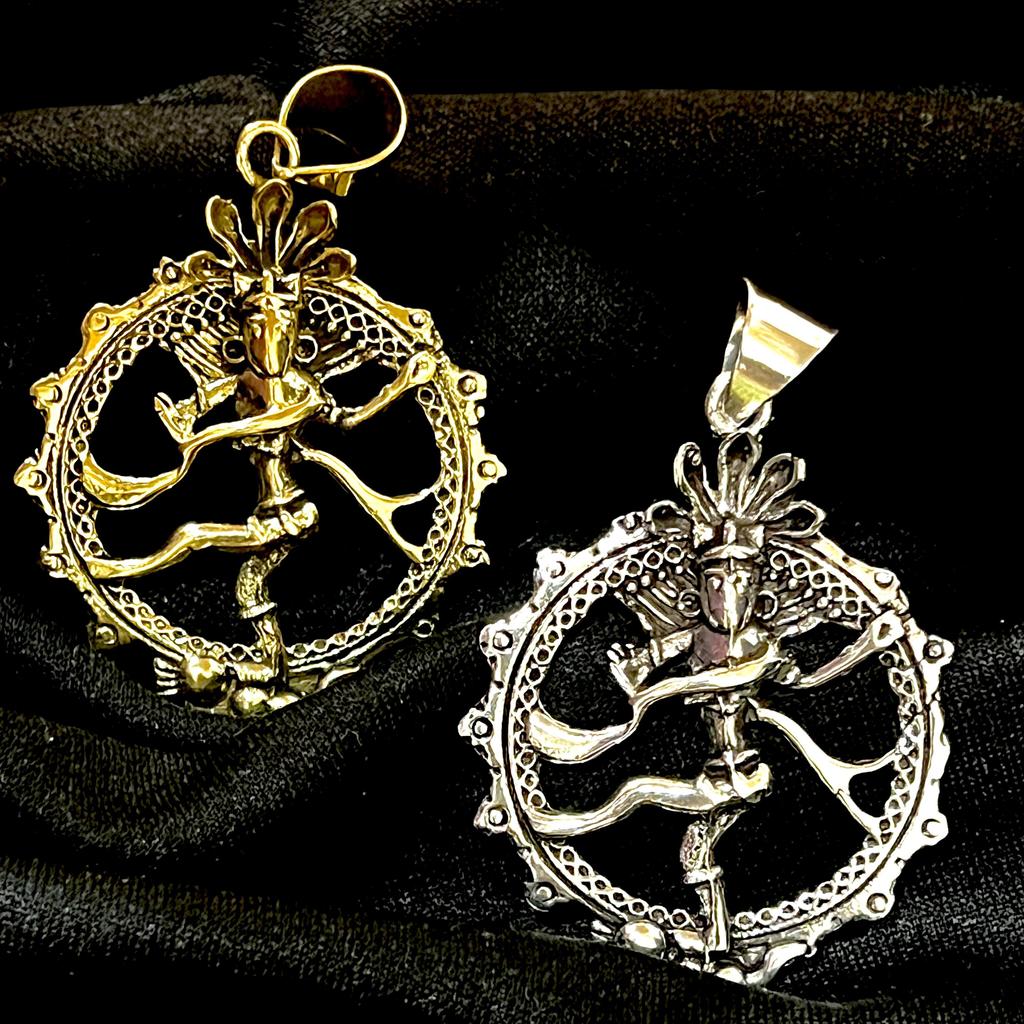 Nataraja Dancing Shiva Charm Necklace In Sterling, Hindu High Quality of Brass Pendant, Lord of the Dance Jewellery, Protective Amulet