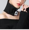 Elegant Zipper Neck Warmer, Stretchable Windproof Knit Scarf and Collar for Warm Decoration