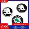 Car Sticker 4pcs 3D 56mm 65mm Car Emblem Wheel Hub Center Cap Badge Covers Sticker Accessories For Skoda Octavia Kodiaq VII Scal