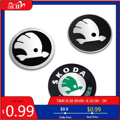 Pegatina para Coche 4uds 3D 56mm 65mm Emblema de Coche Tapacubos Centrales para Rueda Tapas Adhesivas Accesorios Para Skoda Octavia Kodiaq VII Scal