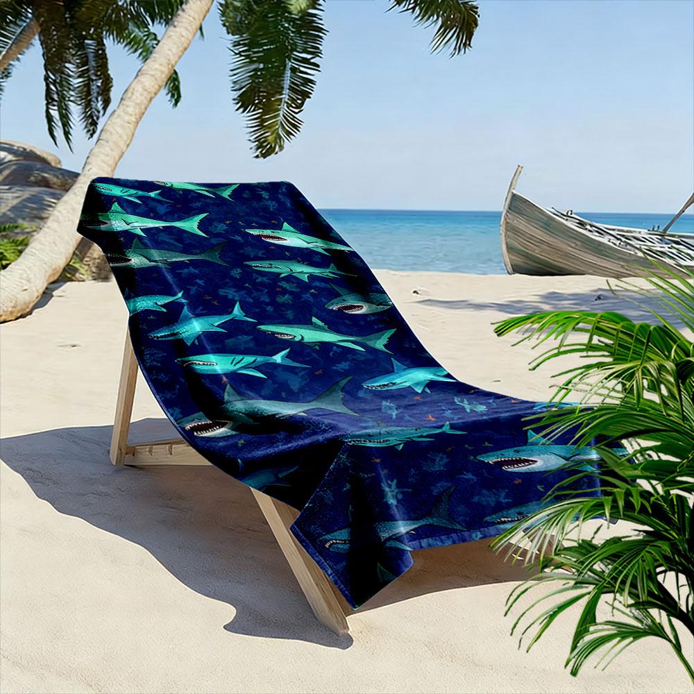 Shark Patterned Beach Towel Beach Towel Quick-drying for Travel Outdoor Sports Jogging Beach and Swimming