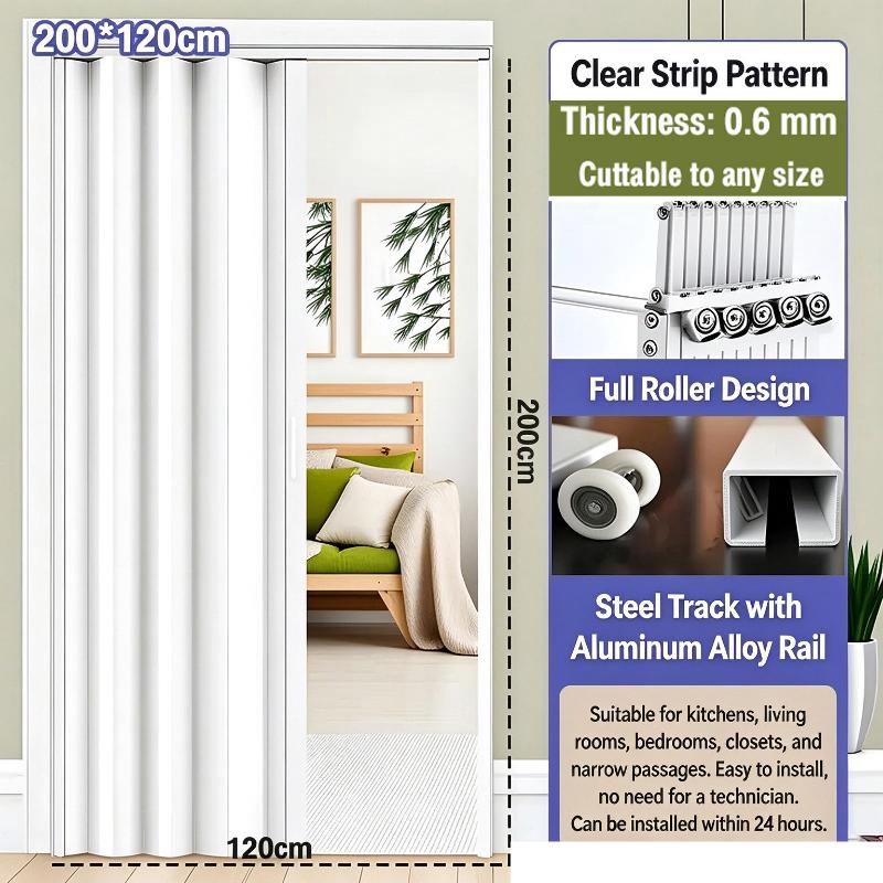 Pvc Accordion Folding Sliding Door Zero Formaldehyde Quiet Magnetic Closure Home Kitchen Bathroom