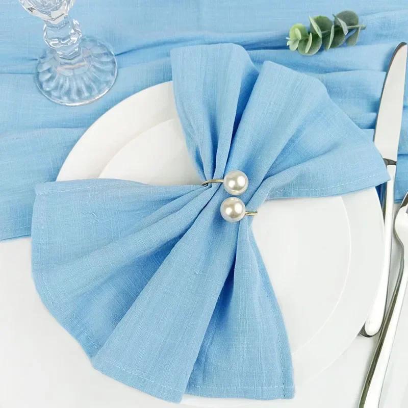 24pcs Napkins Cotton Soft Dinner Napkins Cloth 30x45cm Baby Blue Rustic Table Napkins for Wedding Party Easter Table Decoration