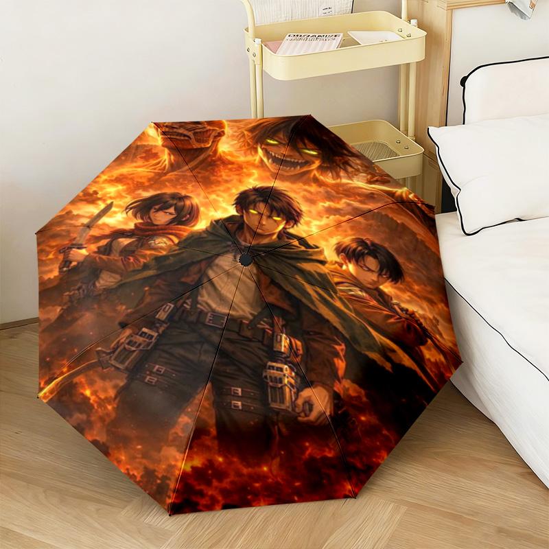 1PC Attack Titan Automatic Umbrella - Suitable Travel Outdoor Portable Umbrella Birthday Gift Daily Essentials