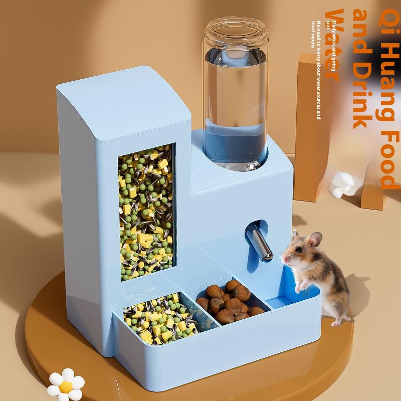 2-in-1 Automatic Hamster Automatic Feeder Water Dispenser Multi-functional Small Pets Drinking And Feeding Food Container