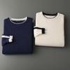 Autumn And Winter 100% Pure Wool Sweater, Men'S Crewneck Color-Block Pullover Sweater, Loose Casual Knit Base Cashmere Sweater