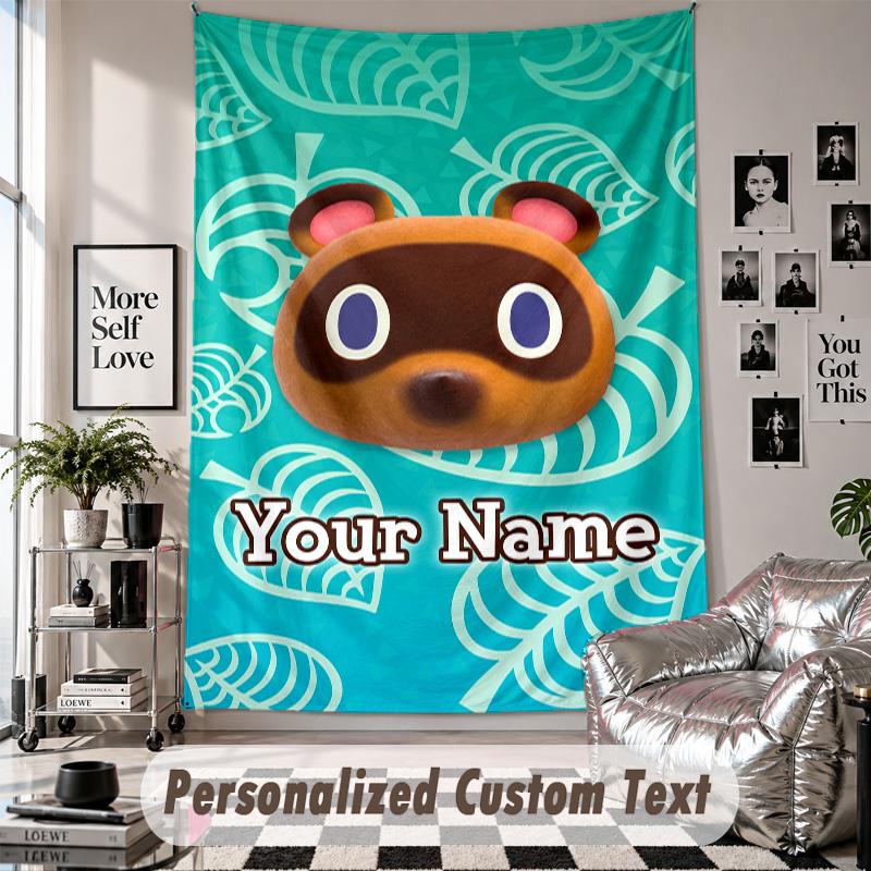 Custom Tapestry Wall Hanging, Animal Crossing Personalized Name Text Home Wall Decor