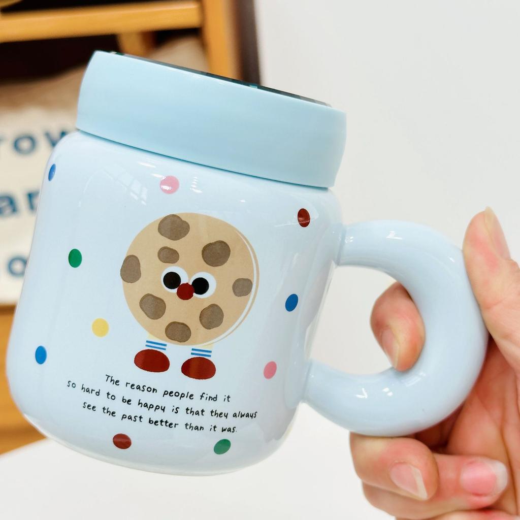 Creative Cartoon Cute Three dimensional Rabbit Ceramic Cup with Lid for Women Playing with Fun Rabbit High Looking Office Household Water Cup