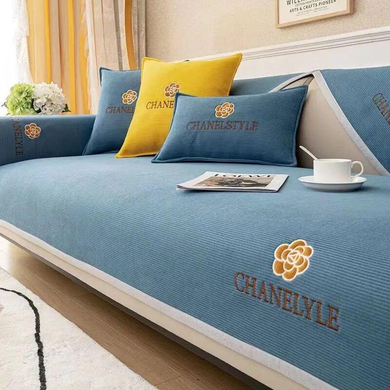 

Роскошный чехол для дивана, нескользящие диванные подушки, процесс вышивки, чехол для дивана, универсальный чехол для дивана, защита для полотенец, домашний декор 70x70cm 1pcs