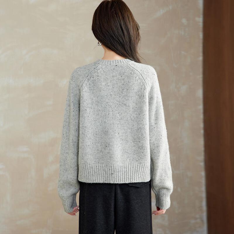Srcr Damen Verdickter 100% Woll Reißverschluss Strick Cardigan