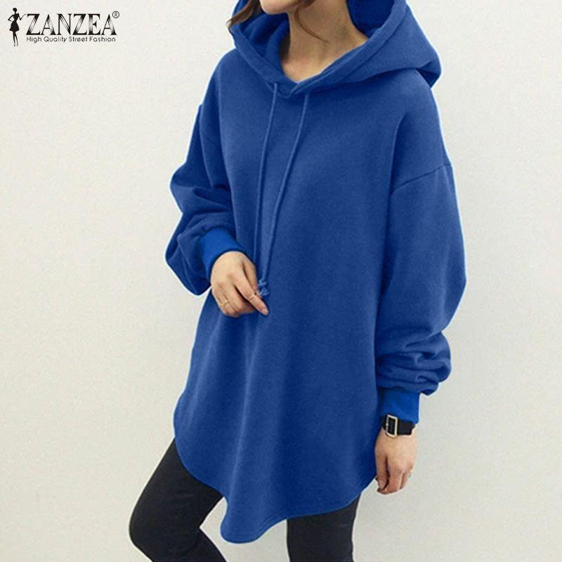 Casual Loose Long Sleeve Drawstring Hooded Pocket Women Sweatshirt